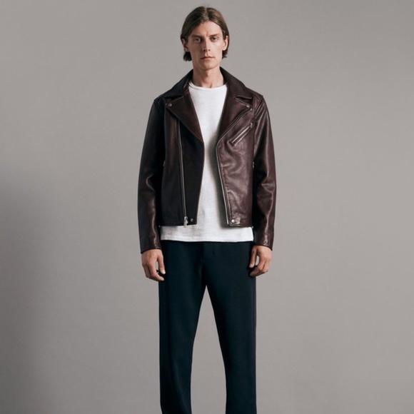 NWT Rag & BoneBuzz Leather Jacket in Burgundy, Men's Size S